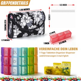 Aatacas 2 PCS Pill Organizer Cases, Weekly Travel Pill Case Medication Reminder,for 3 Times A Day, 7 Days a Week-includes Printed Neoprene Carrying Case & A PVC Vaccine Card Protectors