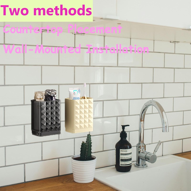 Toothbrush Holders Wall Mounted,Diamond Facet Tooth Brush Holder for Bathroom,2