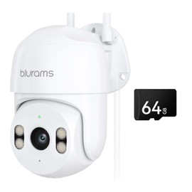 blurams Security Camera Outdoor, 2K Outside Camera, 360° PTZ Cameras for Home Security, Color Night Vision, Motion Tracking, Two-Way Audio, IP66, 2.4GHz Camera with 64GB SD Card, Works with Alexa