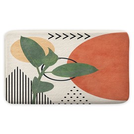 JAWO Modern Boho Bathroom Rug, Non Slip Aesthetic Minimalist Mid Century Bath Mat Cute Abstract Contemporary Art Terracotta Print Bathroom Accessories Shower Mat Kitchen Rug