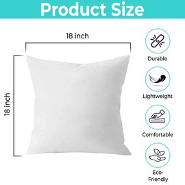 QUBA LINEN QUBA LINEN 18 x 18 Throw Pillow Insert - Pack of 2 White, Down Alternative Pillow Inserts for Decorative Pillow Covers, Throw Pillows for Bed, Couch Pillows for Living Room (Pack of 2)