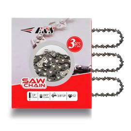 E & S 3 Pack 14 Inch Chainsaw Chain 3/8" LP Pitch .043" Gauge 52 Drive Links Semi-Chisel Chain Saw Chains for Husqvarna, Poulan, Craftsman, Greenworks and More Chainsaw Brands