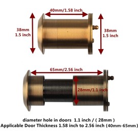 Safety Door Viewer,Solid Brass 220-degree Door Viewer/Peephole with Heavy Duty Rotating Privacy Cover Doors, Durable Door Viewer for Home Office Hotel 28mm (Green Bronze)