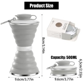 TAIANJI Foldable Water Bottle, 500 ml with Carabiner, BPA-Free, Leak-Proof for Outdoor, Running, Gym, Travel, Hiking