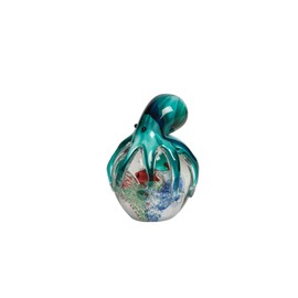 Beachcombers Glass Octopus On Ball Figure Figurine L4.33 X W2.28 X H5.39 Blue