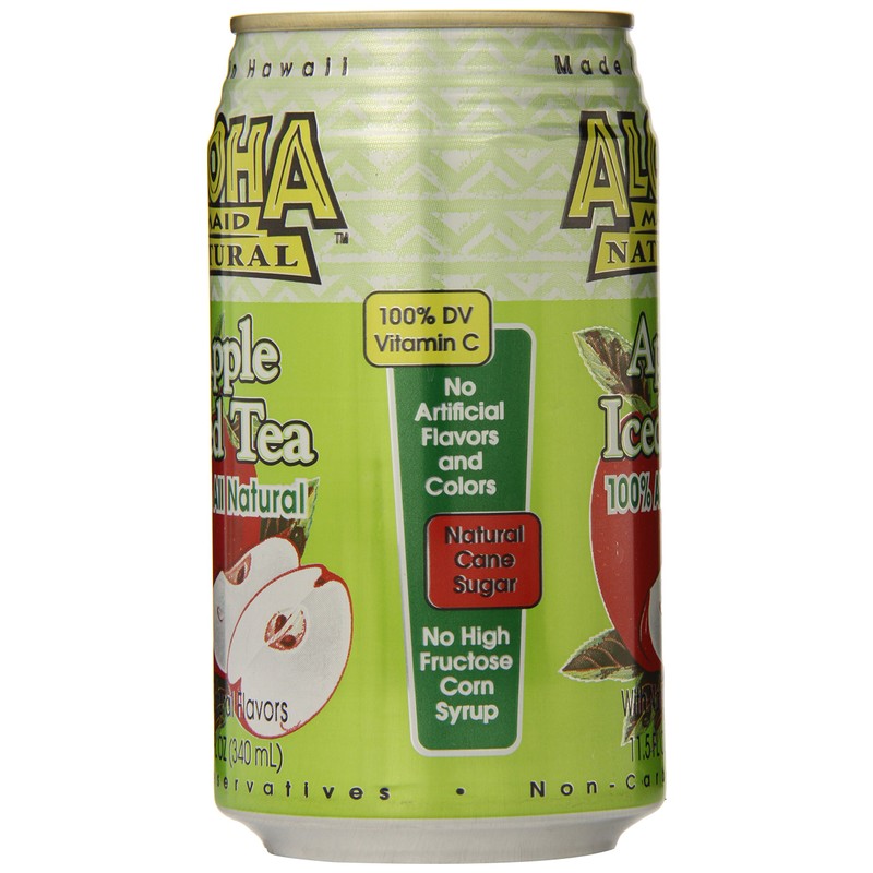 Aloha Maid Natural Iced Tea, Apple, 11.5 Ounce (Pack of