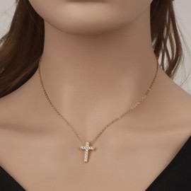 MOTIBACK Cross Necklace for Women - 18K Gold Plated Dainty Infinity Pendant Charm Necklace, Hypoallergenic Christian Jewelry, Elegant Faith Gifts for Women