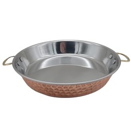 Kenouz - Handmade Hammered Red Copper Omelette Pan with Stainless Steel Core - 8.66 in