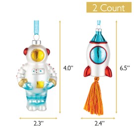 Every Day is Christmas Glass Blown Ornaments Cute Hand Made Figurines Tree Decoration, Rocket