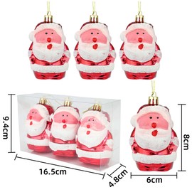 3 PCS Santa Claus Hanging Ornaments Cute Novelty Decorations Plastic Glitter Shiny Christmas Baubles for Christmas Tree Decorations