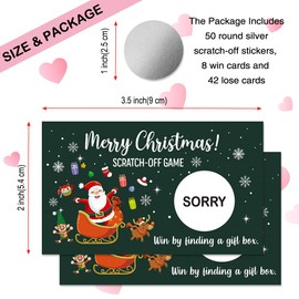 THEBESTU 50 Pcs Merry Christmas Scratch off Game Cards, Funny Christmas Themed Scratch Cards for Lottery Group Games Activity, Birthday Party Supplies, Raffle Tickets for Enterprises Activity