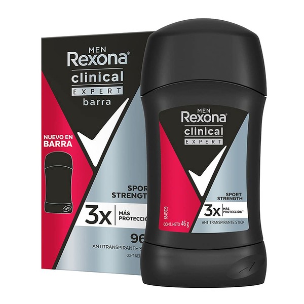 Rexona Clinical Sport Stregth Desodorante Antitranspirante para Hombre en Barra 3 Veces Más Protección 46 g