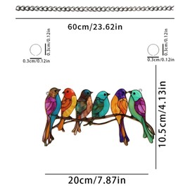 Garden Suncatcher Birds Ornaments,Bird Sun Catcher,Stained Glass Bird Suncatcher,Multicolor Birds on Branches Stained Glass Ornaments,Stained Glass Window Hangings for Window Home Garden Decorations