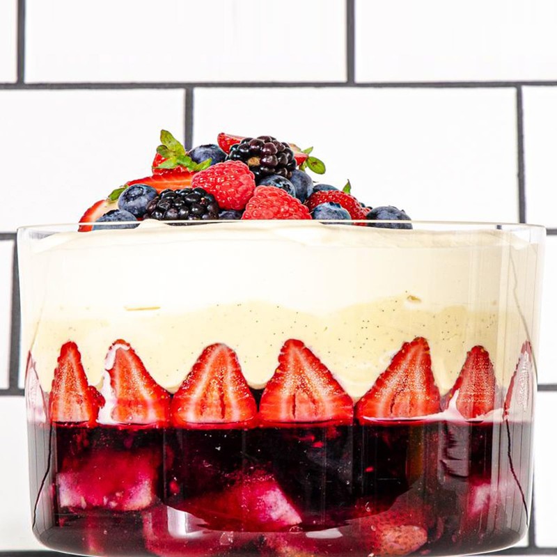 Opexscal 190oz Extra Large Glass Trifle Bowl with Lid, Modern