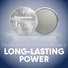 Panasonic CR2025 3.0 Volt Long Lasting Lithium Coin Cell Batteries in Child Resistant, Standards Based Packaging, 2-Battery Pack