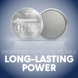 Panasonic CR2025 3.0 Volt Long Lasting Lithium Coin Cell Batteries in Child Resistant, Standards Based Packaging, 2-Battery Pack
