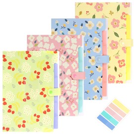 Keadic 5Pcs 5-Pockets Expanding File Folder with Labels, Plastic A4 Letter Size Accordion Document Holder with Button for Invoice, Receipt, Paper Storage School Office Home