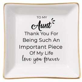 COZITED Aunt Gifts from Niece, To My Aunt Jewelry Dish Trinket Tray, Auntie Birthday Gifts for Aunt Christmas Mother's Day Valentines Gift from Nephew