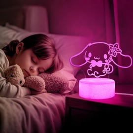 sunduck Pink Kitty Acrylic Night Light with Corded Control- Dreamy Girls Room Decor, Perfect Birthday/Christmas Gift for Kids, Unique Holiday Present