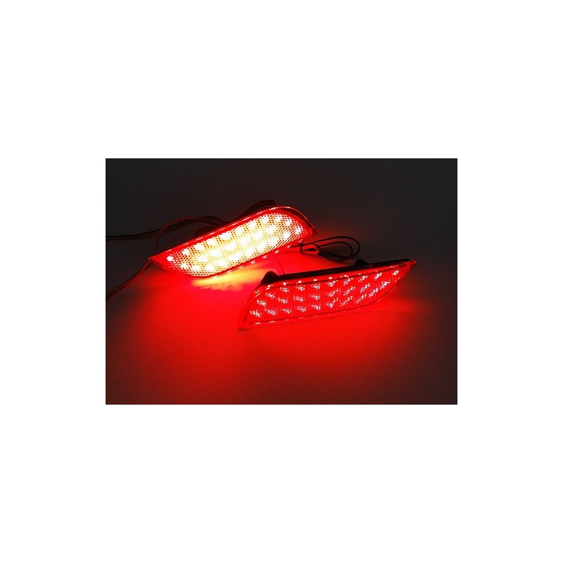 2x Red Lens Rear Bumper Reflector LED Fog Tail Stop