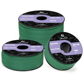 Abma Cord Paracord 2 mm 50 m Nylon Cord 3 Core Rope Type I Cord for Crafts, Camping, Outdoor - Max. 90 kg (200 lbs) - Kelly Green