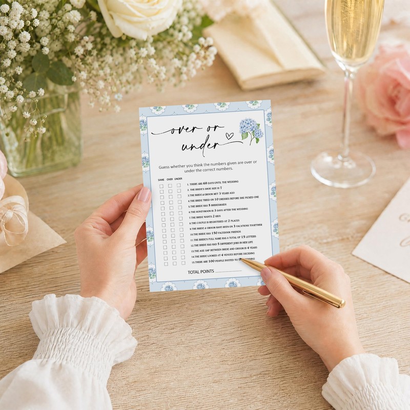 Over or Under Bridal Shower Games Cards, 25 Count 5x7
