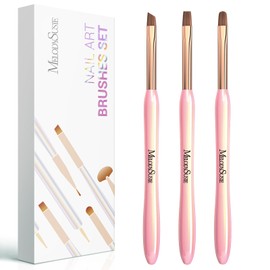 MelodySusie Nail Art Brushes Set,Nail Art Clean Up Brushes,3Pcs Brushes for Nails with Flat/Oval/Angled Gel Nail Brushes,Nail Brushes for Cleaning Nail Polish Mistake Or Gel Application