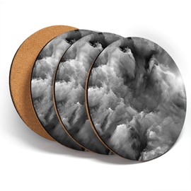 Destination Vinyl ltd Great Coasters (Set of 4) Round - BW - Dream Cloud Art Fantasy Storm Drink Glossy Coasters/Tabletop Protection for Any Table Type #42817