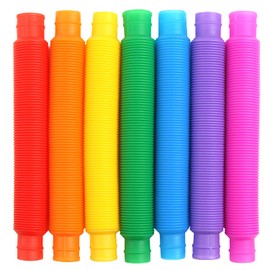 LOMIMOS 7Pcs Large Pop Tubes, Colorful Pop Tube Stretchable Sensory Fidget Toys for Kids Adults Release Stress Relieve Anxiety