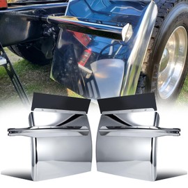 24" x 24" Quarter Fenders for Semi Truck, 430 Stainless Steel, Triangle Bracket and Mounting Hardware Included, Right Left, Fit for Freightliner, Kenworth, Volvo, Peterbilt