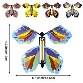 AWAVM Magic Flying Butterfly Card 15 Pcs Clockwork Butterfly Card, Rubber Band Powered Butterfly Magic Fairy Flying Toy for Birthday Gifts, Performance Props, Children Surprise Gifts (Random Color)