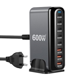 RUIZHI 600W USB C Ladeger?t Mehrfach, 8 Ports Schnellladeger?t Ladestation mit 6 -C und 2 -A Charger PD PPS 100W Netzteil f1r MacBook Pro/Air,iPad Pro/Air,Sumsung usw-Schwarz