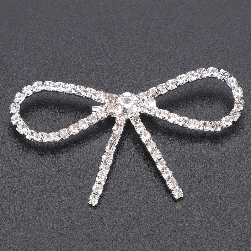 10Pcs Diamond Rhinestone Bow Glass Flash Brooch Claw Chain Suit