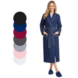 Lotus Linen Waffle Robes for Women - Lightweight Cotton Kimono Bathrobe - Long Soft Spa Bath Robe