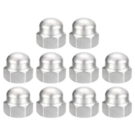 sourcing map 3/8-16 Acorn Cap Nuts,10pcs - 304 Stainless Steel Hardware Nuts, Acorn Hex Cap Dome Head Nuts for Fasteners (Silver)