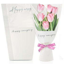 Threetols 20pcs Flower Bags for Bouquets, Kraft Flower Wrapping Bags Paper Floral Packing Sleeves Bouquet Bag for Birthday Wedding Mother's Day Father's Day Graduation Gift Florist Wrap Supply(white)