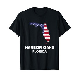 Distressed Patriotic USA Flag Harbor Oaks, Florida T-Shirt