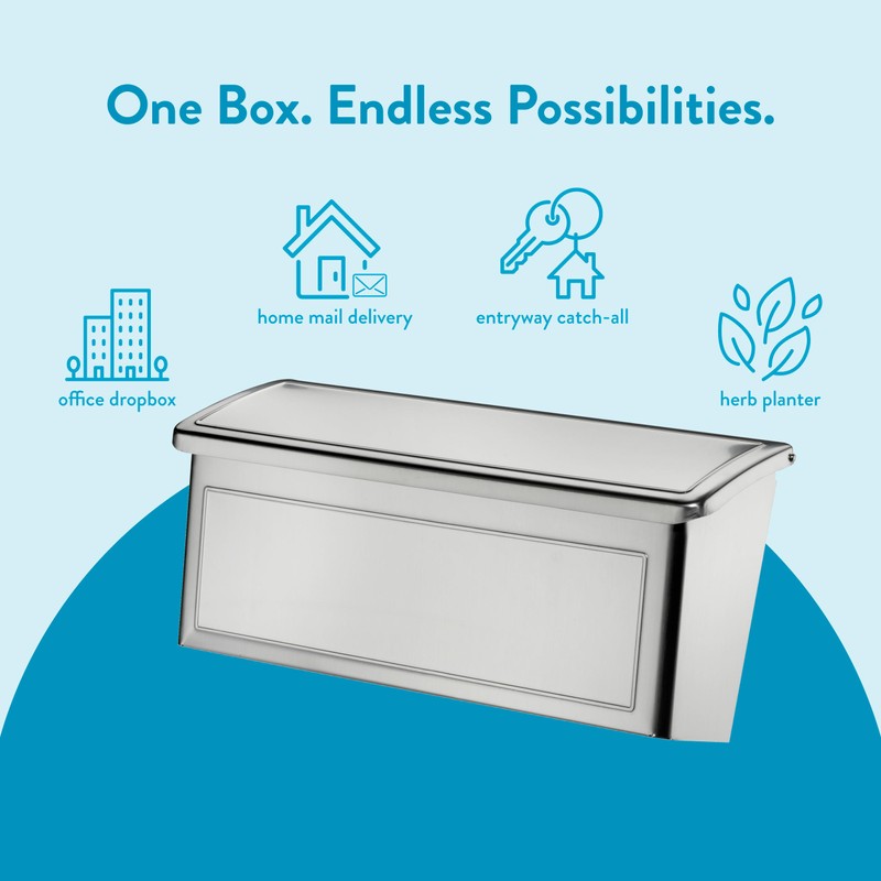 Architectural Mailboxes Venice™, Wall-Mounted Mailbox for Outside, Metal Stainless Steel