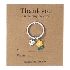 PATIKIL Teacher Appreciation Keychain Gifts, Cute Flower Pendant Charm Keyring Purse Bag Accessories Car Ring Pendant for Handbag Keys, Yellow