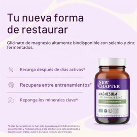 Suplemento de magnesio, selenio y zinc New Chapter para cuerpos activos, recuperación después del ejercicio con minerales de apoyo muscular