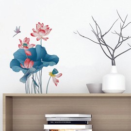 Wall Stickers for Bedrooms Flowers - Bathroom Wallpaper Large Flowers Wall Stickers Floral Peel and Stick Wall Art Decals for Girls 0930