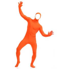 Aniler Men's and Women's Spandex Open Face Full Body Zentai Costume Bodysuit (Large, Orange)