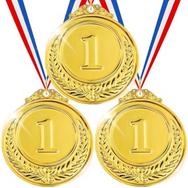 IOFLIGGA Gold Silver Bronze Olympic Style Winner Metal Medals 2.56 Inches,1st 2nd 3rd Place Medals for Awards for Kids Adults,Sports,Party,Competitions,Tournaments,Prizes,Office Games (3 Gold Medals)