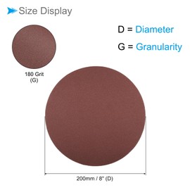 CoCud Hook and Loop Sanding Discs, 8 Inch 200mm Sandpapers 180 Grit Aluminum Oxide Flocking Sandpaper - (Applications: for Wood Metal Drywall), 15 Pieces