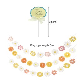 Pack of 3 Daisy Banner, Daisy Decorative Banner, Daisy Boho Banner Party Decorations, White Flower Paper Garland, Daisy Garland for Girls, Birthday Decoration, Party Accessories