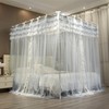 NXGIO Bed Canopy Curtain Double Layer 4 Corners Post Lace