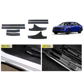 TUBAIZAI Car Accessories Compatible with Honda Accord 2023 2024 2025 Inside and Outside Door Sill Scuff Plate Entry Guard Cover Trims Stainless Steel 8PCS(Black Brushed Finish)