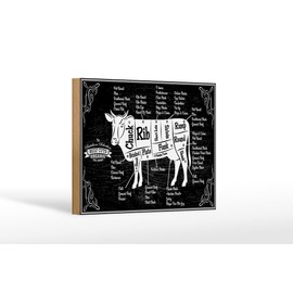 Ontrada Holzschild 12x18cm Beef cuts Organic Holz Schild