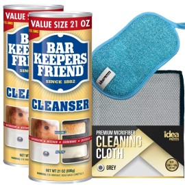 Idea Home Bar Keepers Friend Cleanser and Polish Powder 21 oz (2 Pack) Multipurpose Cle...