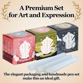 Teranishi Chemical Industry Taisho Romantic Hi-Caroline Ink : Opera Rose, Emotional Olive, Smoky Navy & Handmade Pen x3 Set TRH-40ML-T65, TRH-40ML-T70,T RH-40ML-T69